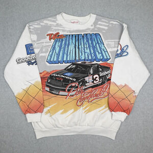 Vntg Dale Earnhardt Sweater Adult Large Intimidator All Over Print 90's NASCAR